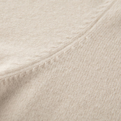 MA22 Cashmere Crewneck Sweater by Mawei, off white, knitting detail close-up.