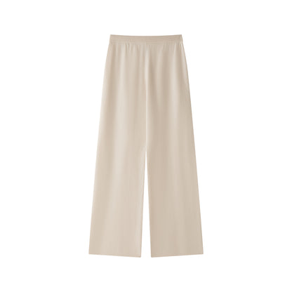 MA44 Cashmere Trousers with pockets by Mawei, string, pockets, off white, white, flat lay, back view, close-up.