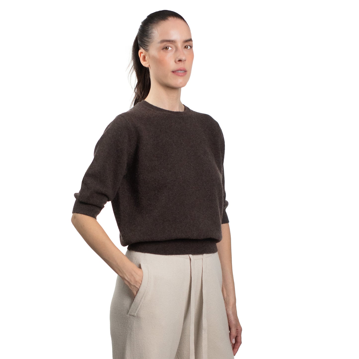 MA03 CASHMERE SHORT SLEEVE CREWNECK SWEATER