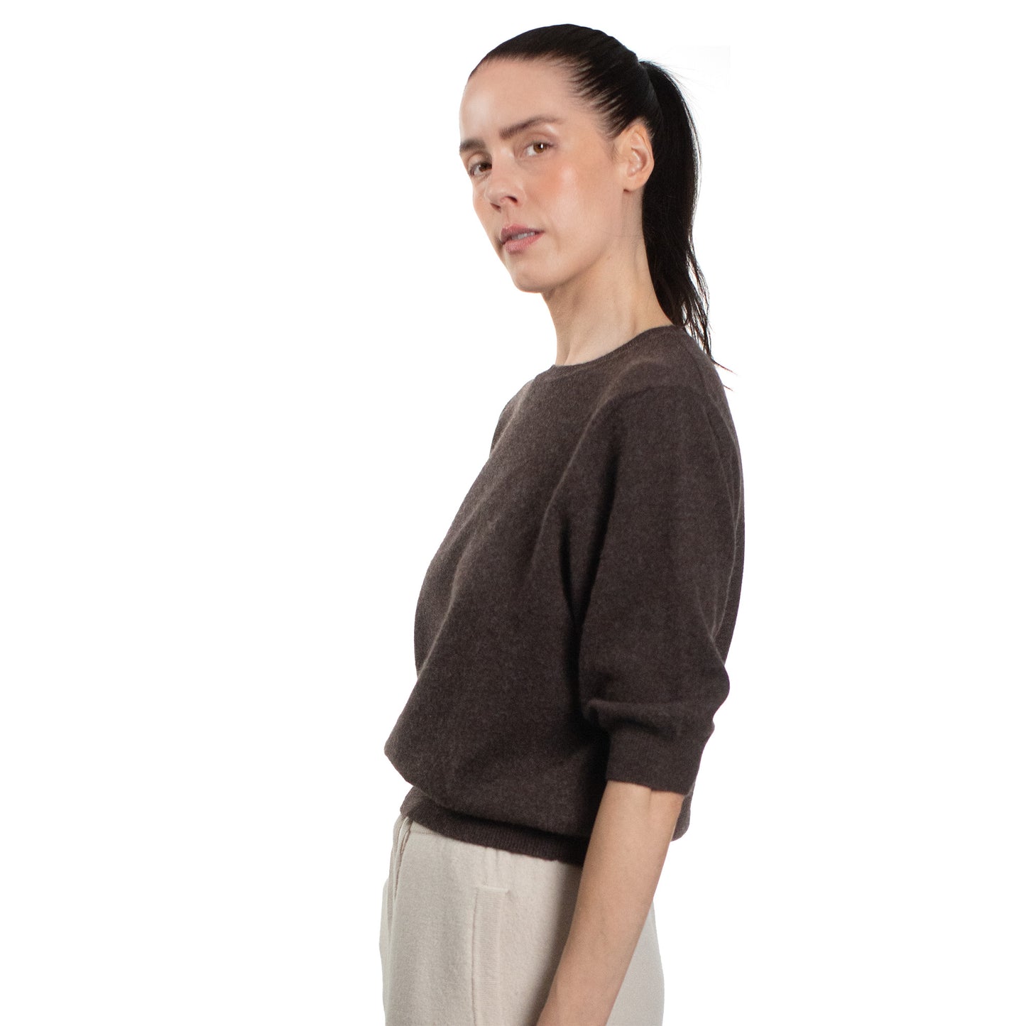 MA03 CASHMERE SHORT SLEEVE CREWNECK SWEATER