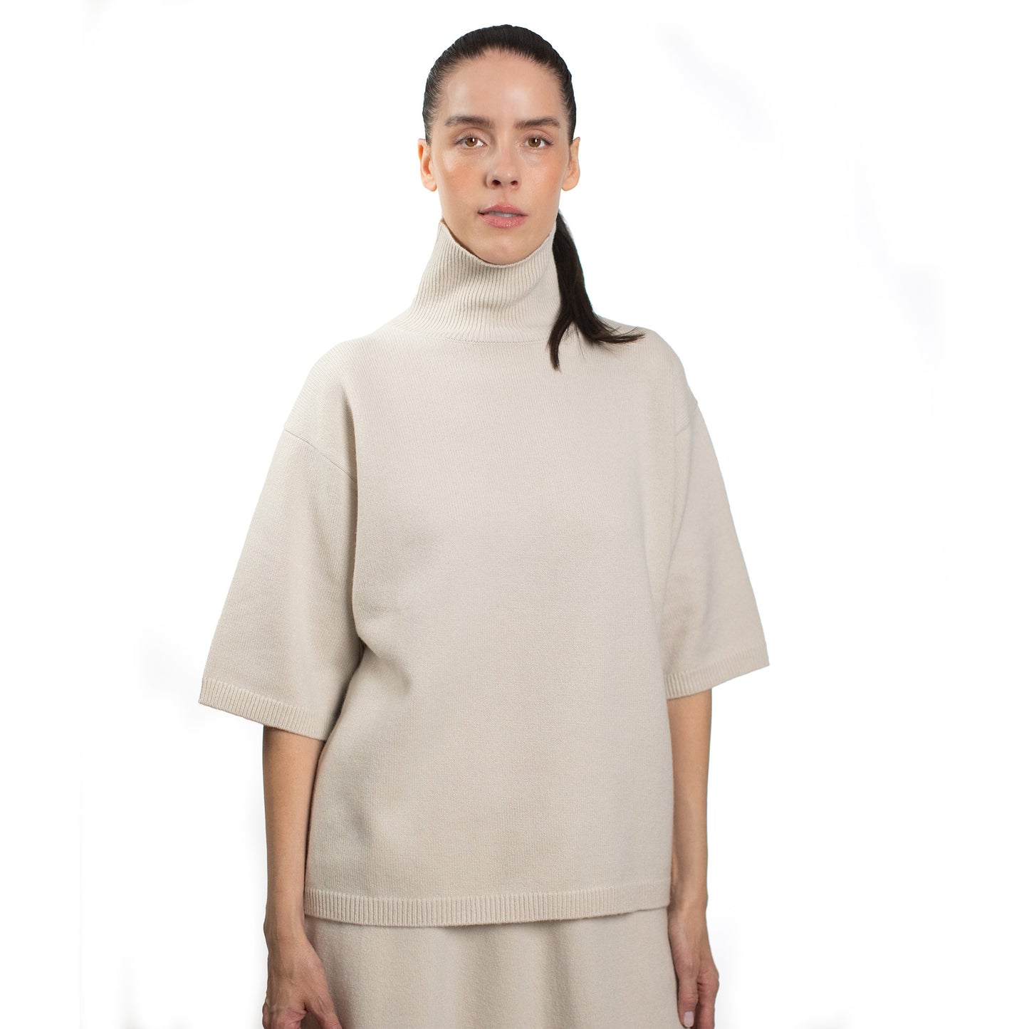 MA53 CASHMERE SHORT SLEEVE TURTLENECK OVERSIZE