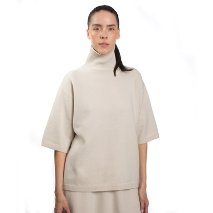 MA53 CASHMERE SHORT SLEEVE TURTLENECK OVERSIZE