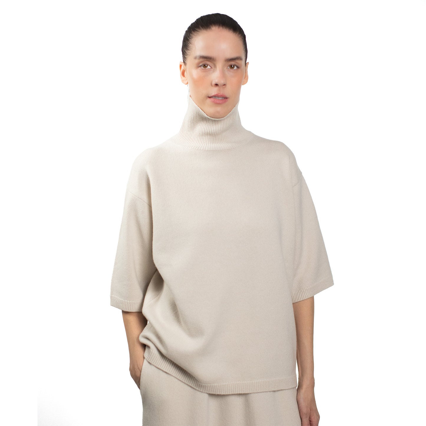 MA53 CASHMERE SHORT SLEEVE TURTLENECK OVERSIZE