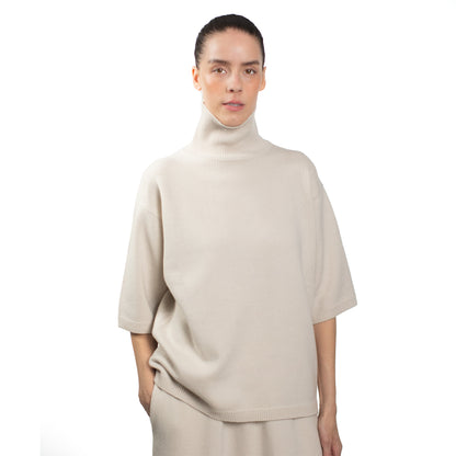 MA53 CASHMERE SHORT SLEEVE TURTLENECK OVERSIZE
