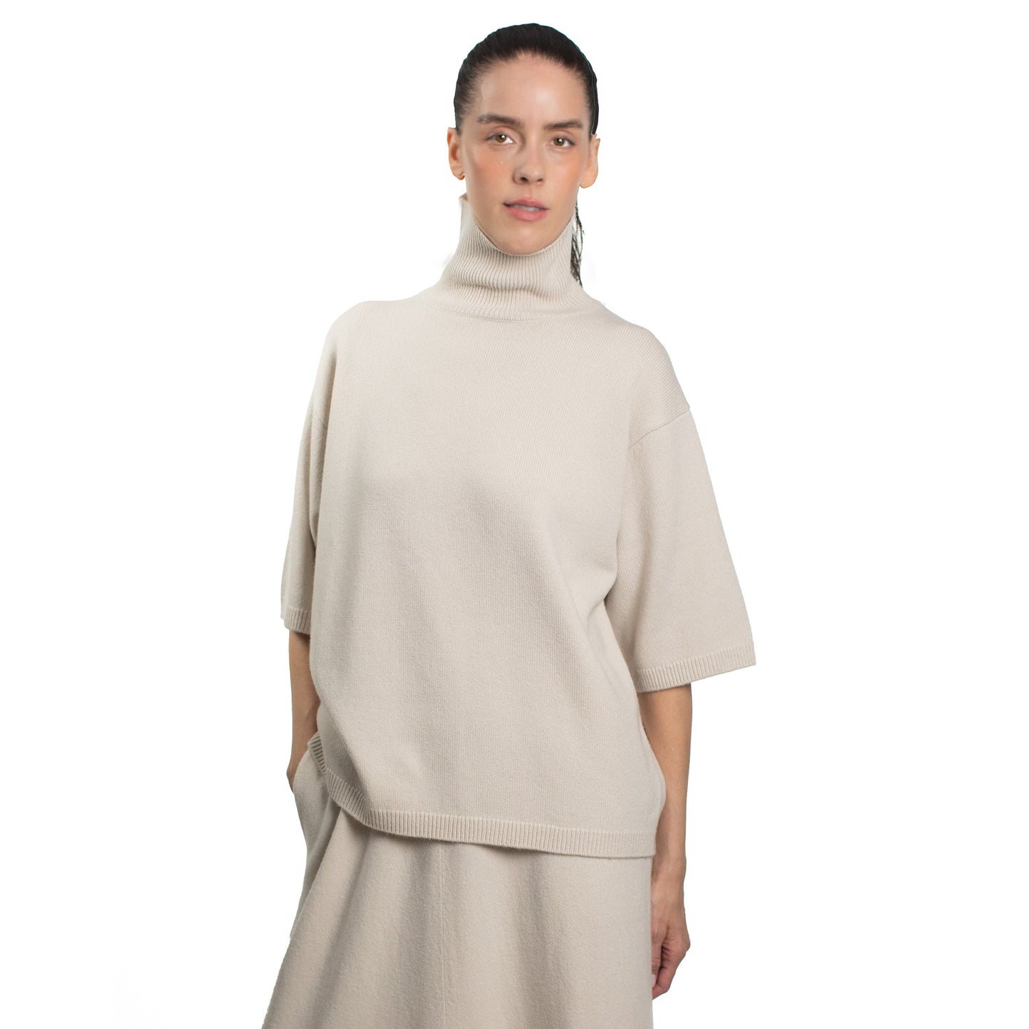 MA53 CASHMERE SHORT SLEEVE TURTLENECK OVERSIZE