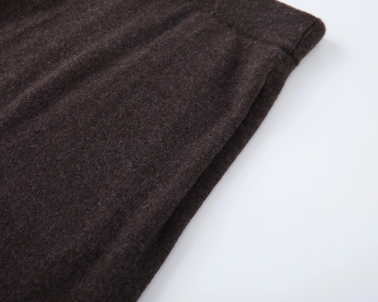MA34 Cashmere A-line Skirt by Mawei, brown,  texture and details close-up.