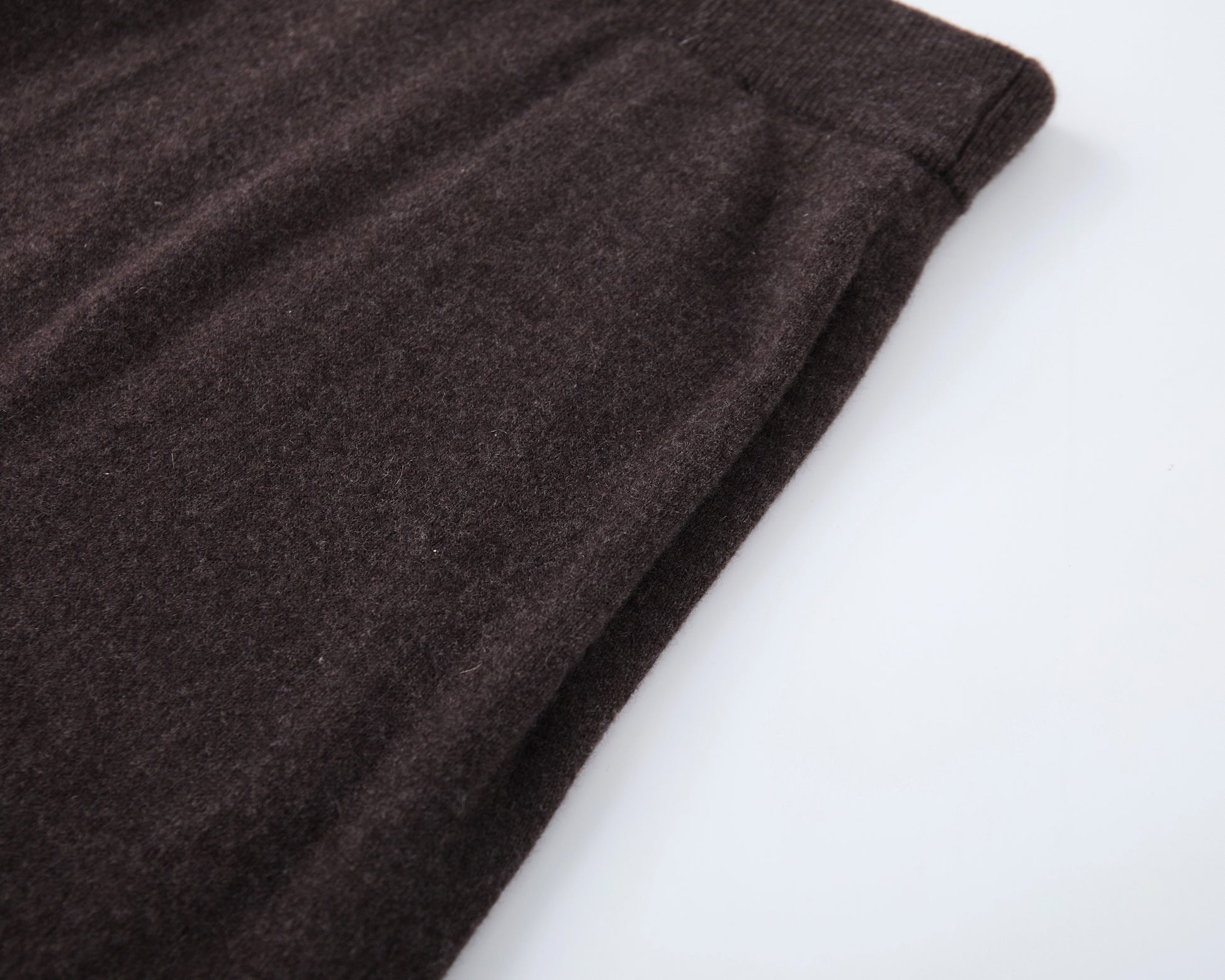 MA34 Cashmere A-line Skirt by Mawei, brown,  texture and details close-up.