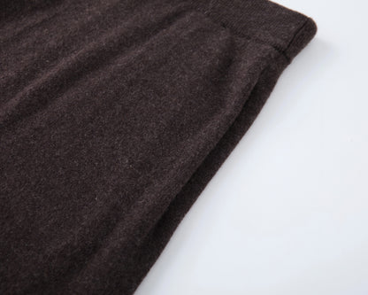 MA34 Cashmere A-line Skirt by Mawei, brown,  texture and details close-up.