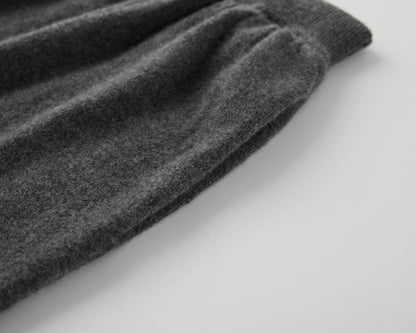 MA33 Cashmere Midi Skirt with pockets by Mawei, grey, pocket and texture close-up