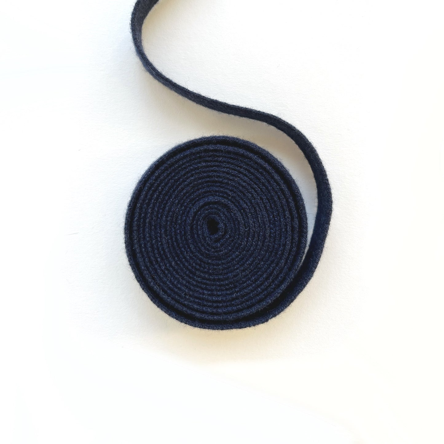 MA91 Cashmere Ribbon by Mawei, navy blue, belt, hair band, hair string, flat lay, roll.