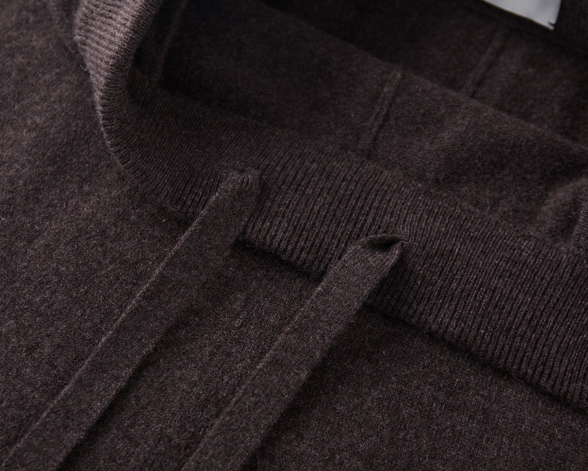 MA34 Cashmere A-line Skirt by Mawei, brown,  waist and details, close-up.