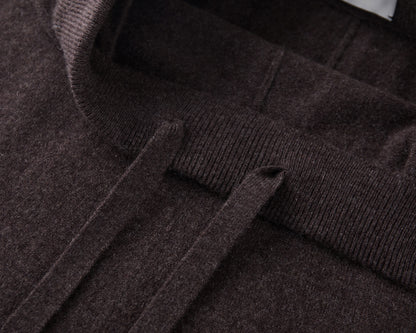 MA34 Cashmere A-line Skirt by Mawei, brown,  waist and details, close-up.