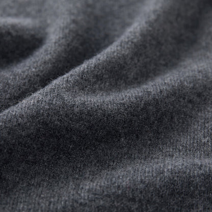 MA06 Cashmere Crewneck Cardigan by Mawei, grey,  fabric texture close-up.