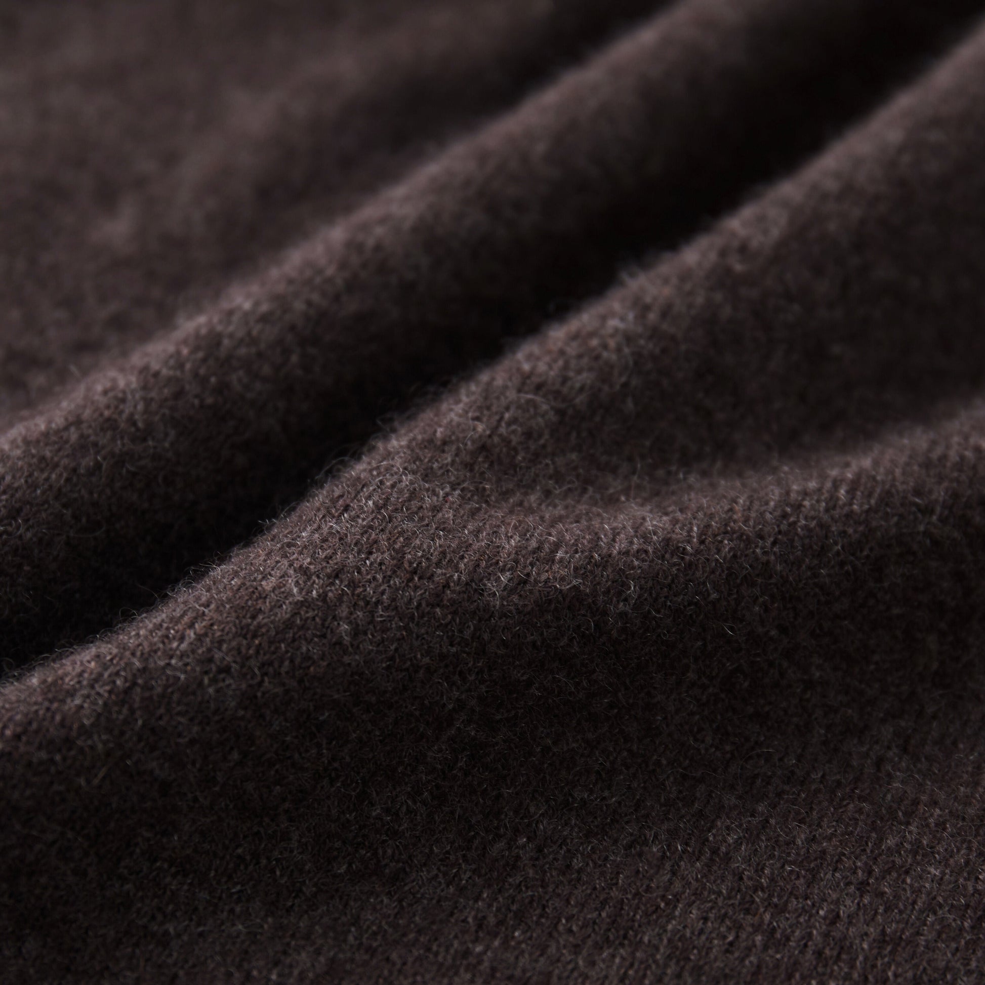 MA07  Cashmere Short Sleeve Crewneck Sweater by Mawei by Mawei, brown, fabric texture close-up.