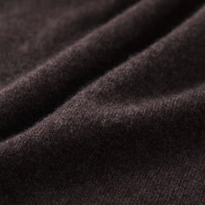 MA07  Cashmere Short Sleeve Crewneck Sweater by Mawei by Mawei, brown, fabric texture close-up.