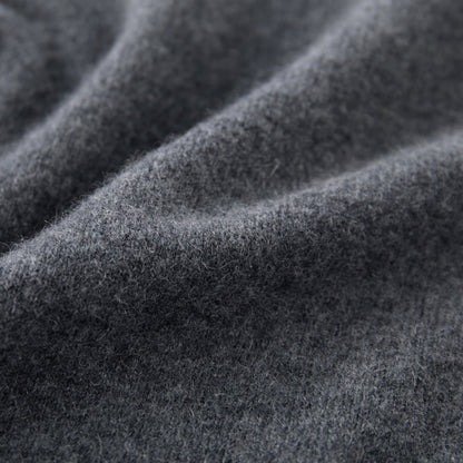 MA03 Cashmere Short Sleeve Crewneck Sweater by Mawei, grey, texture detail close-up.