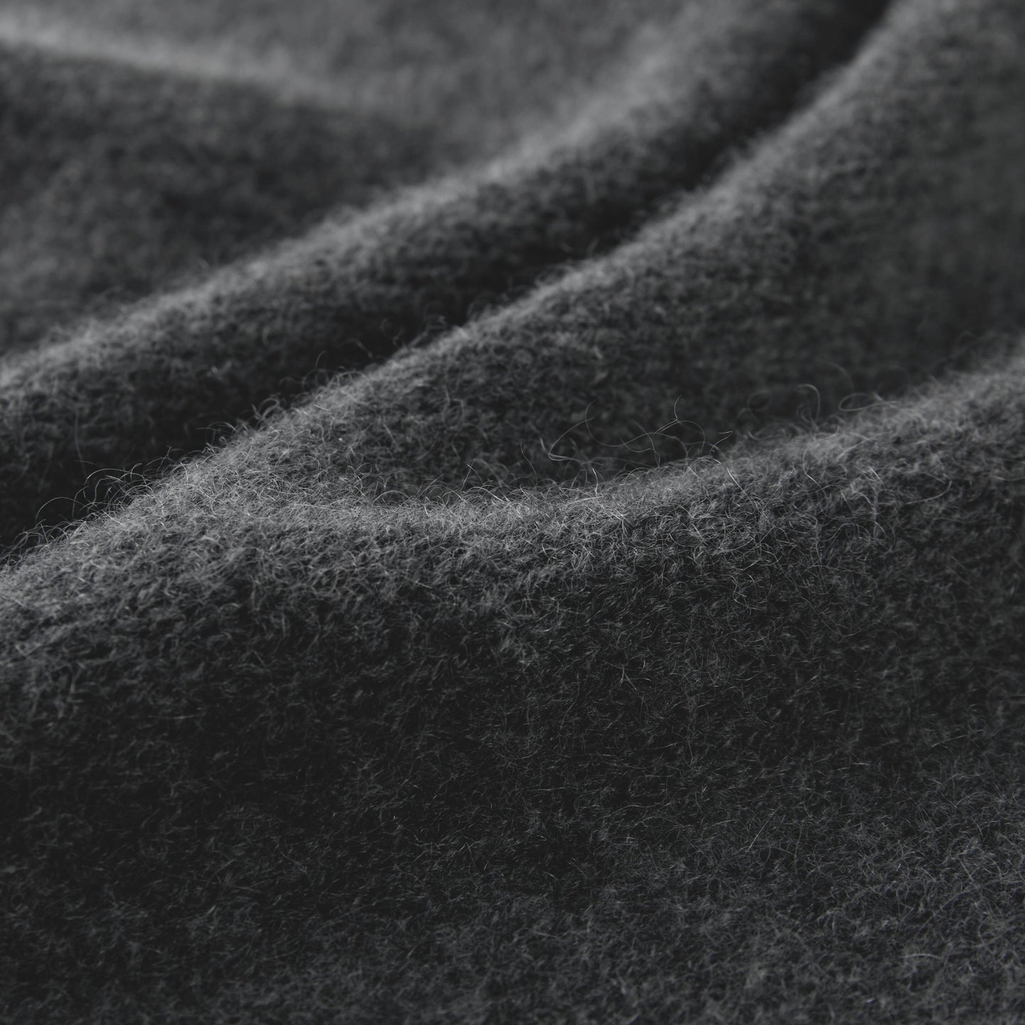 MA81 Cashmere Triangular Scarf by Mawei, grey, texture detail close-up.