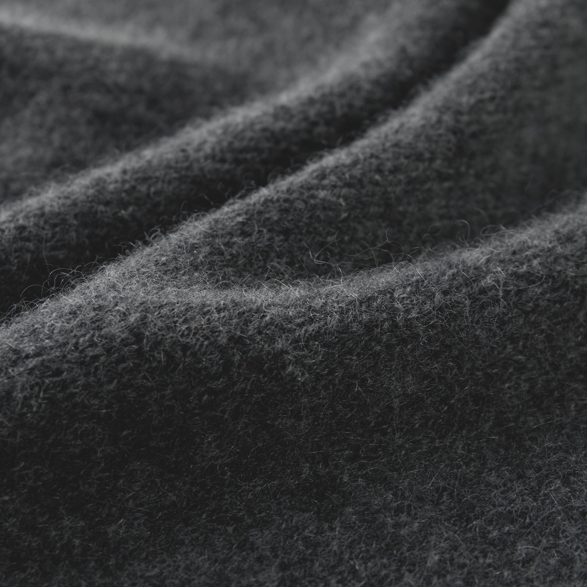 MA81 Cashmere Triangular Scarf by Mawei, grey, texture detail close-up.